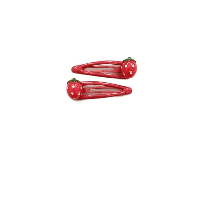 Strawberry Snap Clips Baby Girls Fruit Hair Bow Clips Strawberry Hair Ring Tie BBW24 (6 Pcs-C2)
