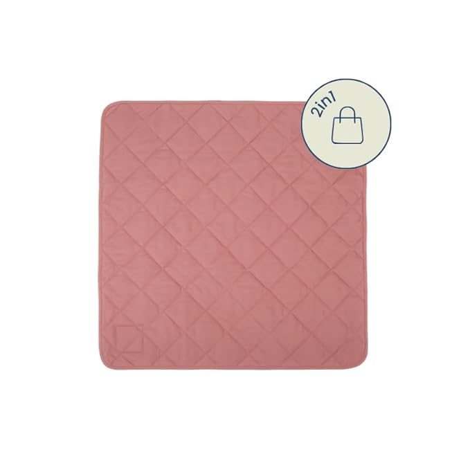 Snuggle Me® 2-in-1 Baby Play Mat - 100% Organic Cotton Baby Mat for Floor Play, Quilted, Foldable Playmat with Matching Tote Bag Included, Safety Certified & Machine Washable (37" x 37") - Gumdrop