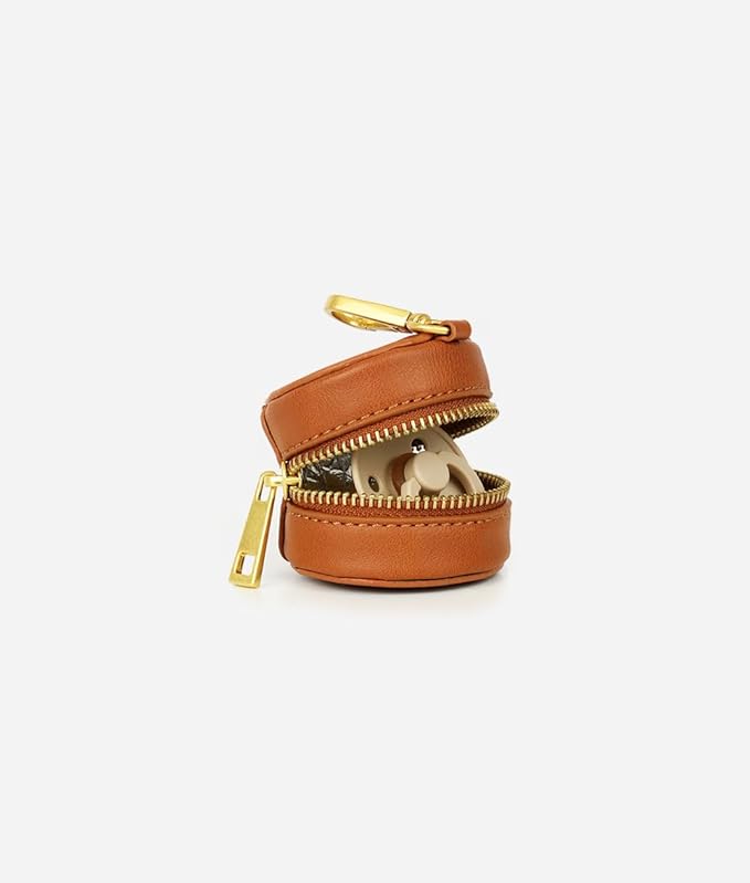 FAWN DESIGN The Paci Case, Brown Matte Pacifier Holder, Premium Pebbled Faux Leather Paci Holder, Insulated Pacifier Case with Zipper and Clip, Fits Most Standard Size Pacifiers, 2.25 x 2.25 inches