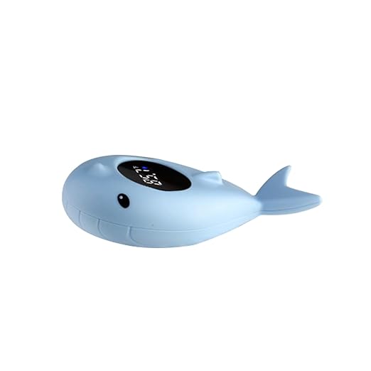 Baby Bath Thermometer, Digital Tube Floating Thermometer, Temp Warning Water Temperature Thermometer, Cute Cartoon Water Temperature Monitoring for Newborns, Infants (Whale Light Blue)