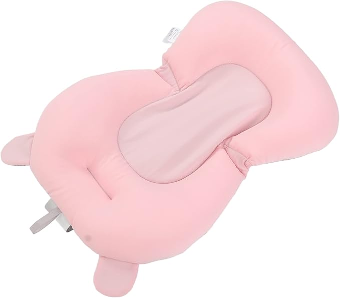 Baby Bath Seat Cushion, Infant Bath Supporter Soft Adjustable Fixation for Toddler for Bathroom (Pink Bear)