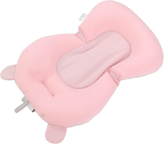 Baby Bath Seat Cushion, Infant Bath Supporter Soft Adjustable Fixation for Toddler for Bathroom (Pink Bear)