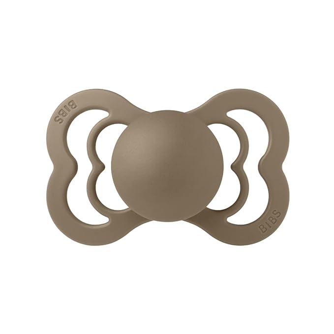 BIBS Pacifiers - Supreme Collection | BPA-Free Baby Pacifier | Made in Denmark | Set of 2 Vanilla/Dark Oak Color Premium Soothers | Size 6-18 Months