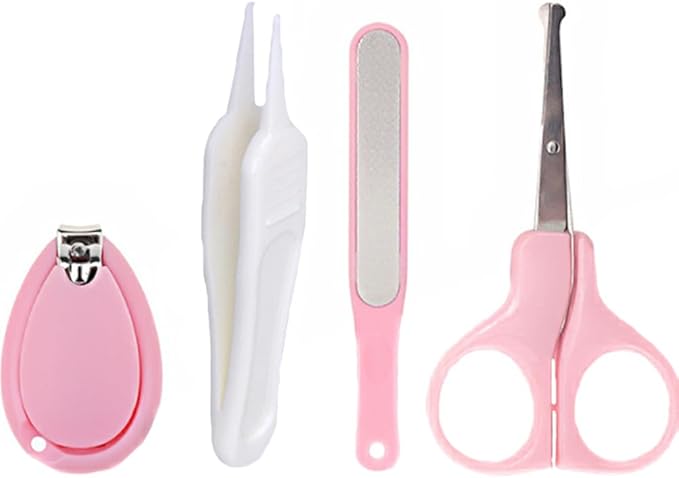 AKOAK 5 / Set Baby Nail Kit, Baby Nail Care Kit, Nail Clippers, Ear Scoop, Scissors, Tweezers, Nail Trims for Newborns, Infants, Toddlers and Children - Pink