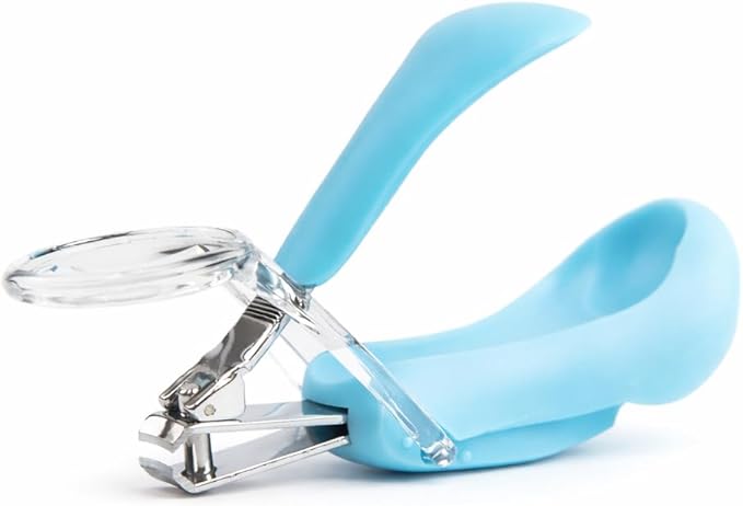 Primo Passi Baby Nail Clipper with Magnifier – Infant & Toddler Nail Trimmer with 5X Magnifying Glass, Safe Baby Nail Care Grooming Tool (Blue)