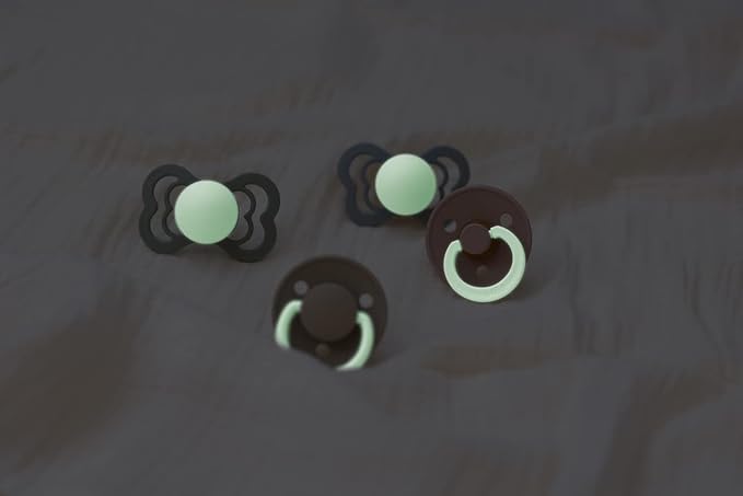 BIBS Pacifiers | Natural Rubber Baby Pacifier | Set of 2 BPA-Free Soothers | Made in Denmark | Blush Glow | Size 0-6 Months