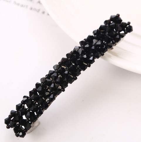 2Pcs Black Hair Clips, Handmade Rhinestone Barrettes Metal Hair Holders Clips and Barrettes for Women Girls Headwear Styling Accessories