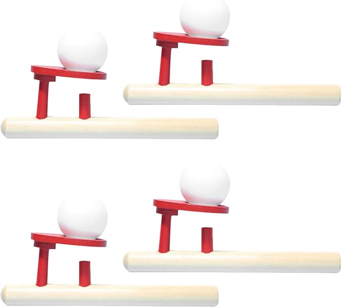 Toddmomy 4pcs Floating Blow Pipe Game, Wooden Balancing Ball Toys for Kids Speech Therapy, Breath Control Training, Sensory Fun Gift for Party Favors