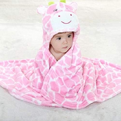 Vauwmsr Baby Hooded Blanket Ultra Soft Warm Newborn Infant Swaddle Wrap Bath Shower Towel, 25.6" x 39.4", Pink