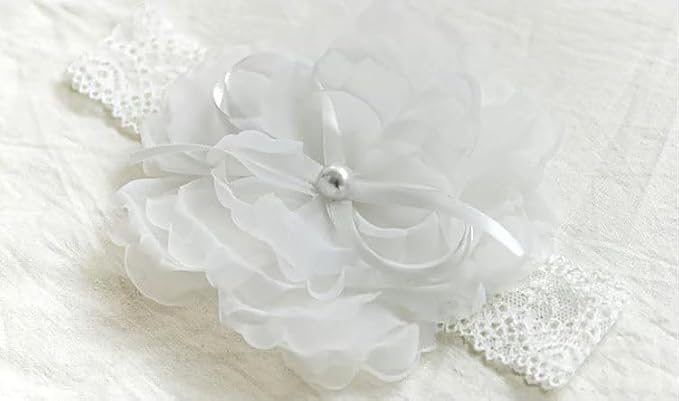 White Lace Flower Headband for Baby Girls Toddler Christening Baptism Hairband Soft Lace Floral Birthday Party Hair Accessories for Newborn Infants Kids (Style 7, One size)
