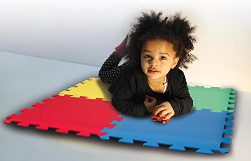 Jamara 460418 Yellow 460418-Puzzle matts 50 x 50 cm 4 pcs-Easy Plug-in System, Expandable, Non-Slip Surface, Washable, Durable