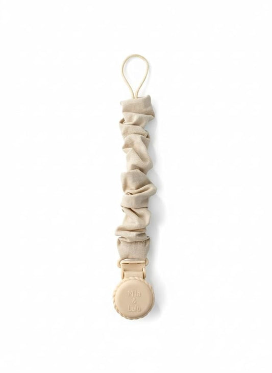 Muslin Cotton - Metal-Free Pacifier Clips, Lightweight and Secure Pacifier Holder for Babies (Beige Toile) - Mila & Lulu