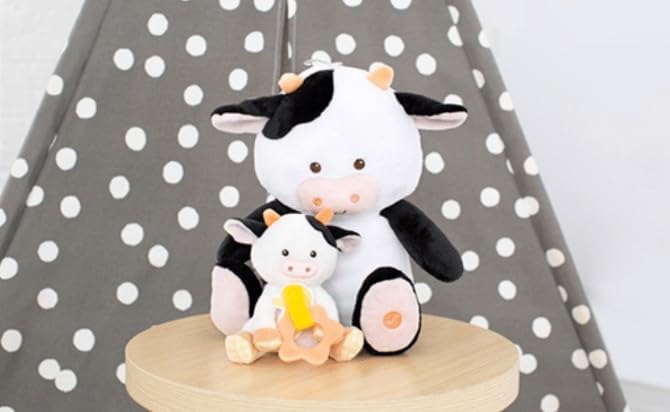 Magic Years 10 inch Musical Light Up Cow Toy for Baby, Plays Twinkle, Twinkle Little Star, Black and White Cow, Farm