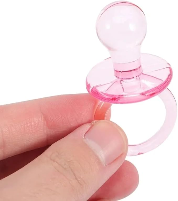 Pink Acrylic Crystal Pacifier Favors - 4 Pieces, 2'' - Adorable Party Decorations for Baby Showers and Gender Reveals