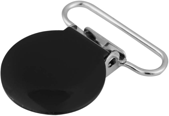Pacifier Clips, 10 Pieces Suspender Clips 25mm Round Iron Suspender Clips for DIY Making, 36.5mm/1.4inch(Black)