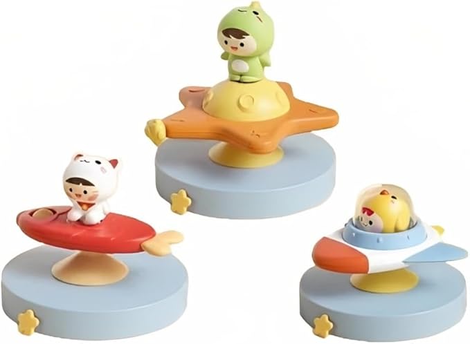 Yummy Baby 3PCS Suction Cup Spinner Toys for Girls and Boys, Perfect for Birthday, Sensory Bath Toys for Toddlers (3 Pack) (Set 2)