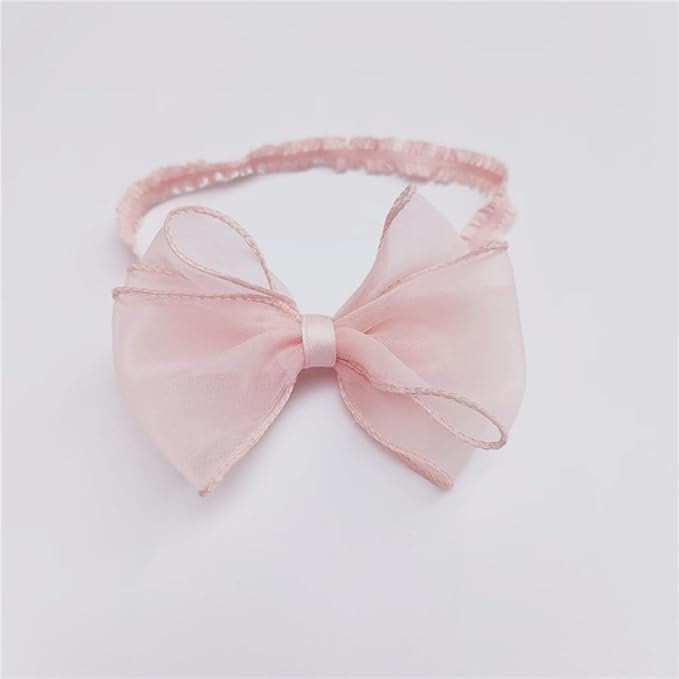 Cute Lace Bow Baby Girls Headbands White Knot Headband Soft Chiffon Hair Band for Newborn Infant Toddler Kids Hair Accessories (Pink A)
