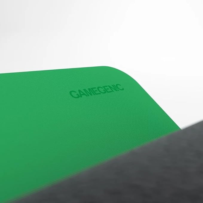 Gamegenic Prime Playmat – Green Color, 61 x 35 cm Soft Cushioned Natural Rubber Playmat with Anti-Slip Back & Silver Foil Logo, Premium Surface for Card Games, Dice, and Desk Protection