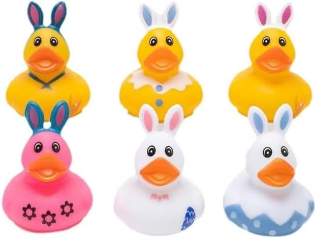 6pcs Rubber Ducks,Easter's Day Favor or Small Prize,Bath Decor Favors for Kids (Easter Duck)