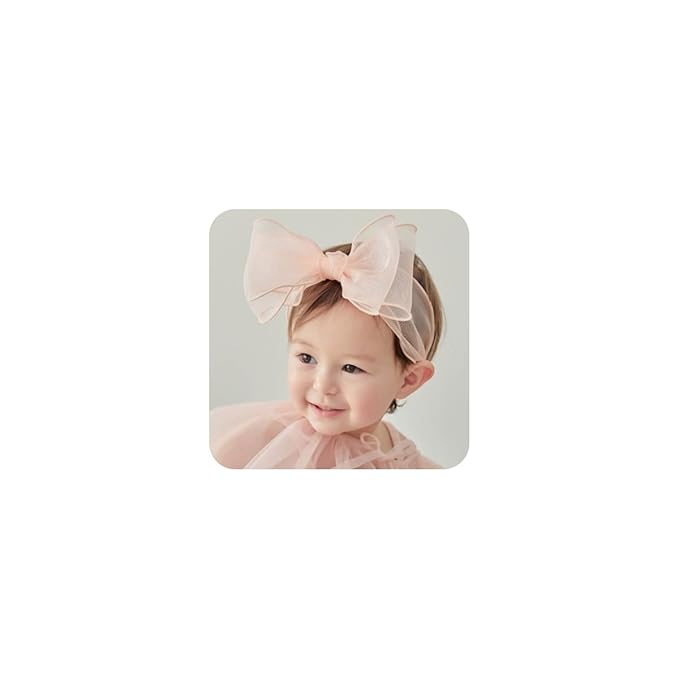 Cute Lace Bow Baby Girls Headbands White Knot Headband Soft Chiffon Hair Band for Newborn Infant Toddler Kids Hair Accessories (Pink D)