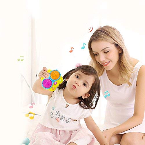 WEofferwhatYOUwant Baby Bongo Drums – Realistic Bongo Sounds for Babies 6+ Months with Lights, Cat & Dog Effects, 3 Play Modes, BPA-Free, Batteries Included, Travel-Ready Educational Gift for Toddlers