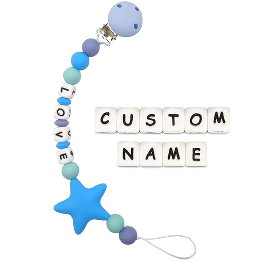 Personalized Pacifier Clip with Name (Blue)