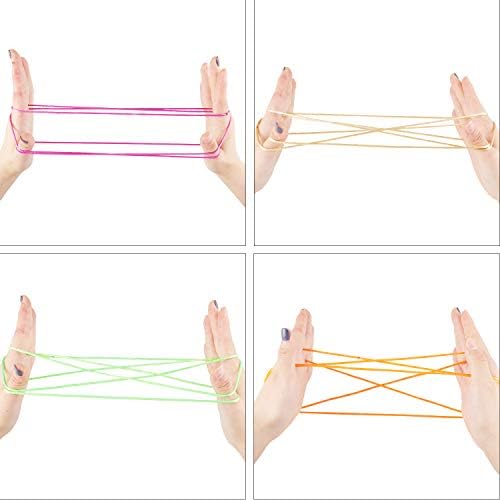 Poen 10 Pieces Cats Cradle String Finger Game String Cats Cradle Game Book Toy Supplies, 65 Inch Long, 10 Colors