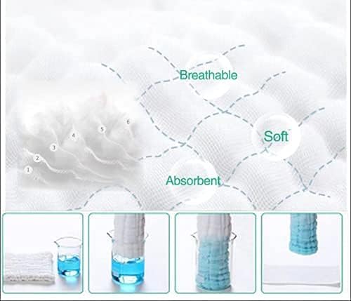 YEBON ProC 2Pcs Baby Muslin Bath Towels, Super Soft Cotton Bath Towel 6 Layers Infant Newborn Swaddle Blanket 41.3 X41.3 Inches,Baby Registry as Shower (White)