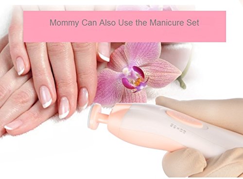 Baby Nail File Electric Baby Nail Trimmer - Jaybva Safe Baby Nail Clippers Cutter for Newborn Children Kids with 6 Cushions Pink