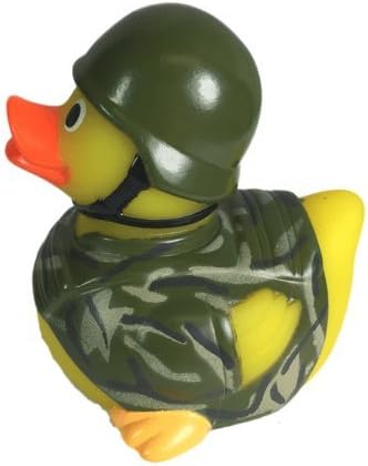 3" Rubber Duck [Sealed Hole, Floats Upright] - Baby Safe Bathtub Bathing Toy - Soldier Rubber Duck