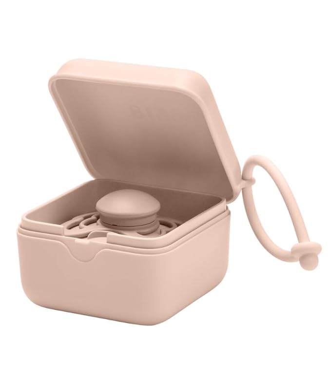 BIBS Pacifier Box with Loop for Storing & Carrying Soothers | 100% BPA Free Material | Designed & Made in Denmark | Blush