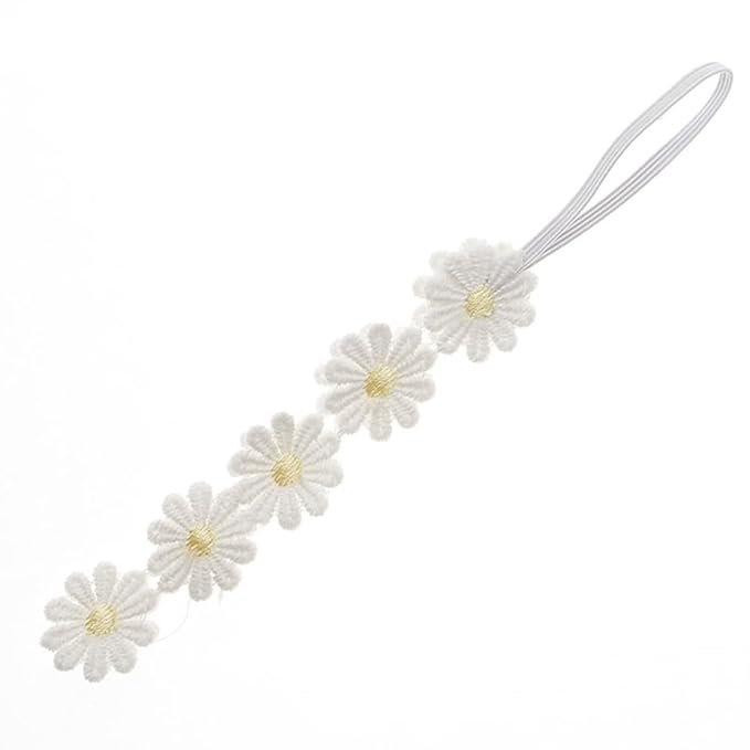 2PCS Little Daisy Flower Elastic Baby Girl Headbands Floral Crown Hairbands for Newborn Infant Toddler Party Birthday Wedding Hair Accessories Outdoor Photography Props