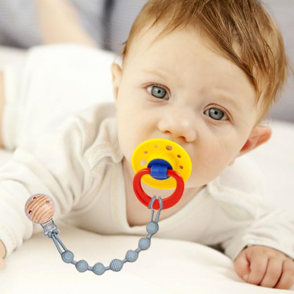 Pacifier Clip for Boys Girls - MORIBOX 5 Pack Paci Clip Soothie Baby Binky Holder for Shower Birthday Gift (Beige+Brown+Green+GBlue+SBlue)