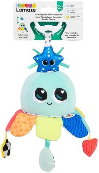 LAMAZE Soothing Salty Sam Musical Plush Toy for Babies with Soft Sounds and Soft Textures, Sensory Development Toy with Abdominal Support Suitable from Birth