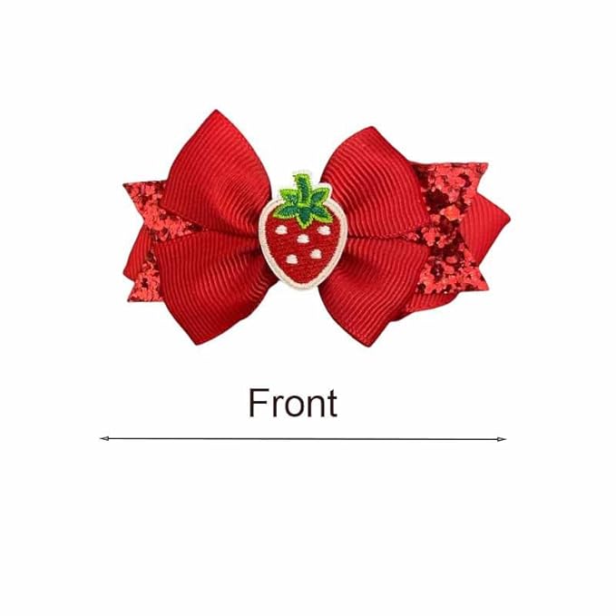 Strawberry Snap Clips Baby Girls Fruit Hair Bow Clips Strawberry Hair Ring Tie BBW24 (Set-N)