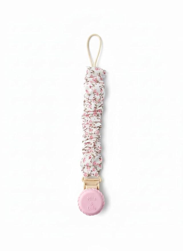 Muslin Cotton - Metal-Free Pacifier Clips, Lightweight and Secure Pacifier Holder for Babies (Ballerina Fleur) - Mila & Lulu
