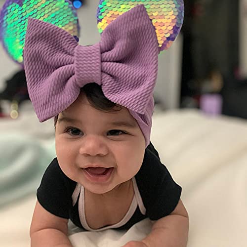 CLGIFT Minnie Ears Reversible Purple Hairband for Baby/Toddler Girls Flexible Sequin Headband, Perfect for Halloween, Christmas, Birthday, Cosplay Costume, and Theme Party