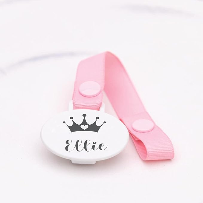 Personalized Gift - Personalized Heart Crown Pacifier Clip, Pacifier Holder, Design Your OWN More Color Options - Engraved