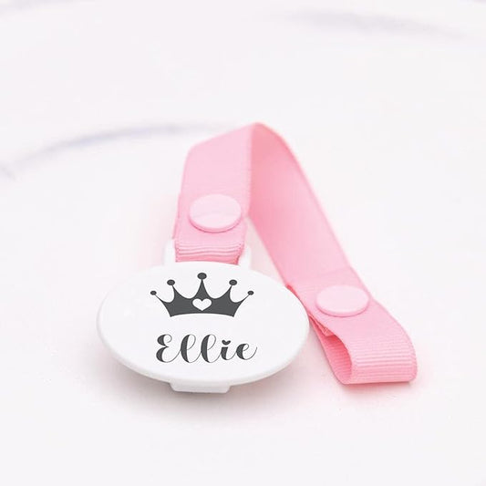 Personalized Gift - Personalized Heart Crown Pacifier Clip, Pacifier Holder, Design Your OWN More Color Options - Engraved