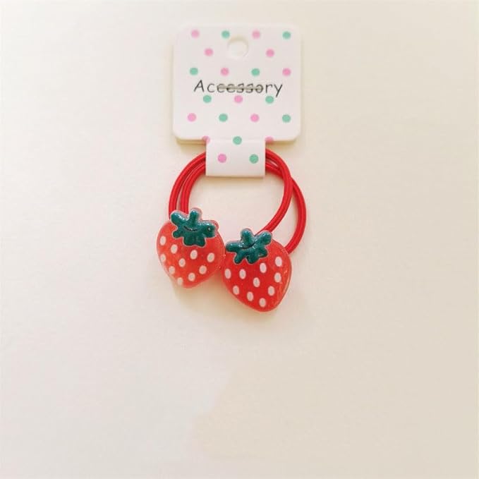 Strawberry Snap Clips Baby Girls Fruit Hair Bow Clips Strawberry Hair Ring Tie BBW24 (5 Pcs-B4)
