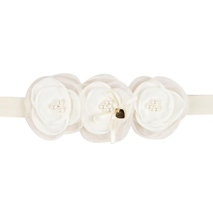 Baby Girl Headband White Lace Hairband Elastics Flower Head Wrap Hair Accessories Gift for Newborn Infant Toddlers Kids Baptism Shower Gift Birthday Wedding Party (Style 7)
