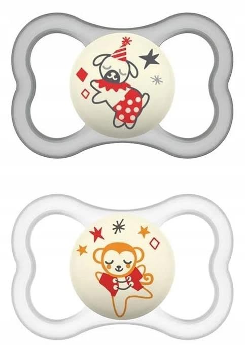 MAM Air Night Pacifiers, MAM Sensitive Skin Pacifier 6+ Months, Glow in The Dark Pacifier, Best Pacifier for Breastfed Babies, Baby Neutral Pacifiers, 6-16 (Pack of 2)