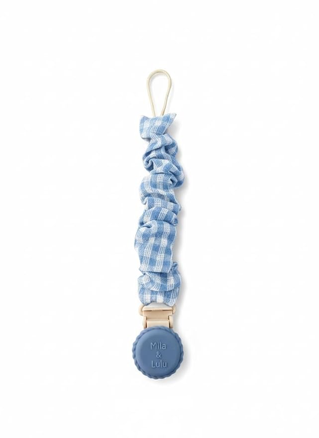 Muslin Cotton - Metal-Free Pacifier Clips, Lightweight and Secure Pacifier Holder for Babies (Ocean Bleu) - Mila & Lulu