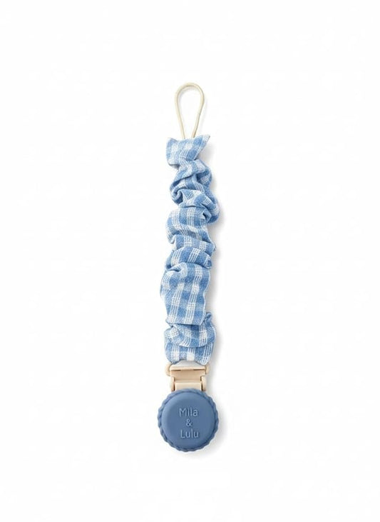 Muslin Cotton - Metal-Free Pacifier Clips, Lightweight and Secure Pacifier Holder for Babies (Ocean Bleu) - Mila & Lulu