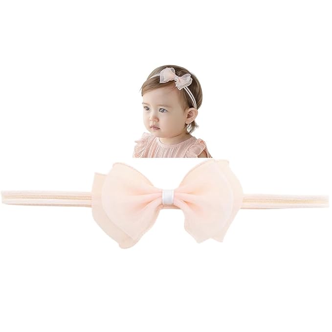 Lace Flower Bow-knot Baby Girls Headband Birthday Infant Wrap Elastic Baby Turban Hairband for Newborn Infant Toddler Kids (Style 4)