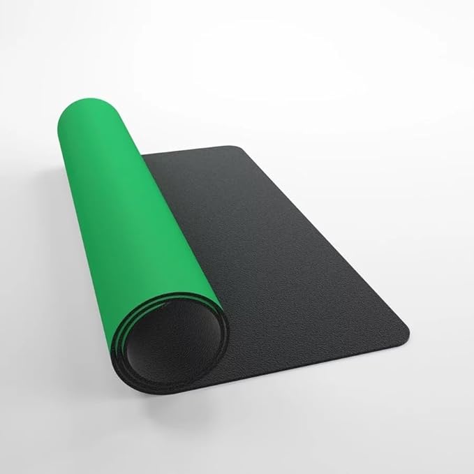 Gamegenic Prime Playmat – Green Color, 61 x 35 cm Soft Cushioned Natural Rubber Playmat with Anti-Slip Back & Silver Foil Logo, Premium Surface for Card Games, Dice, and Desk Protection