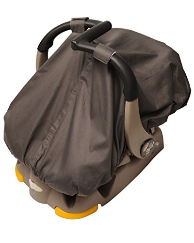 Elisabeth Nielsen Baby Car Seat Canopy Cover with Peek-a-Boo Opening | Universal Fit for Boys & Girls | Lightweight, Breathable, Gray Cotton | Bonus Burp Cloths