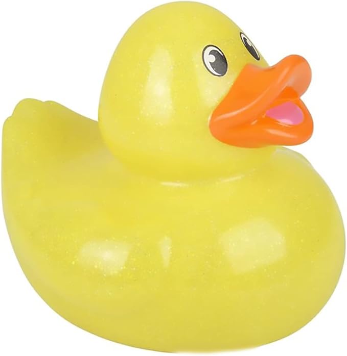The Dreidel Company Glitter Rubber Duck Toy with Sound Assortment Duckies for Kids, Bath Birthday Gifts Baby Showers Summer Beach and Pool Activity, 6" (Single)