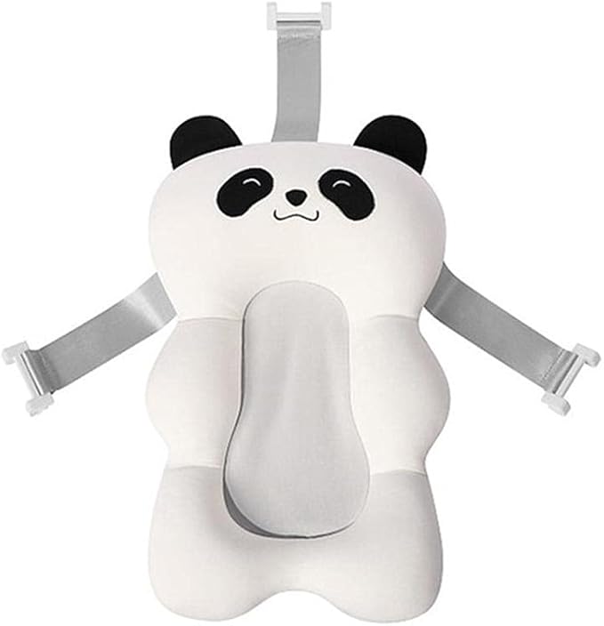 Baby Bath Mat, 52 x 34 x 9 cm Baby Shower Cushion with about 20KG Bearing Range, Baby Bath Support Seat Mat, for 0-1 Years Old Newborn (White Panda)