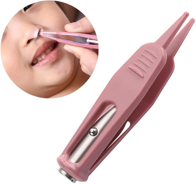 1 Pc Baby Nose Cleaning Clip - LED Light Infant Booger Remover Tweezers Safe Nasal Ear Navel Care Tool Portable Snot Picker for Toddlers Kids Home Travel Use 3.74 x 0.66 In